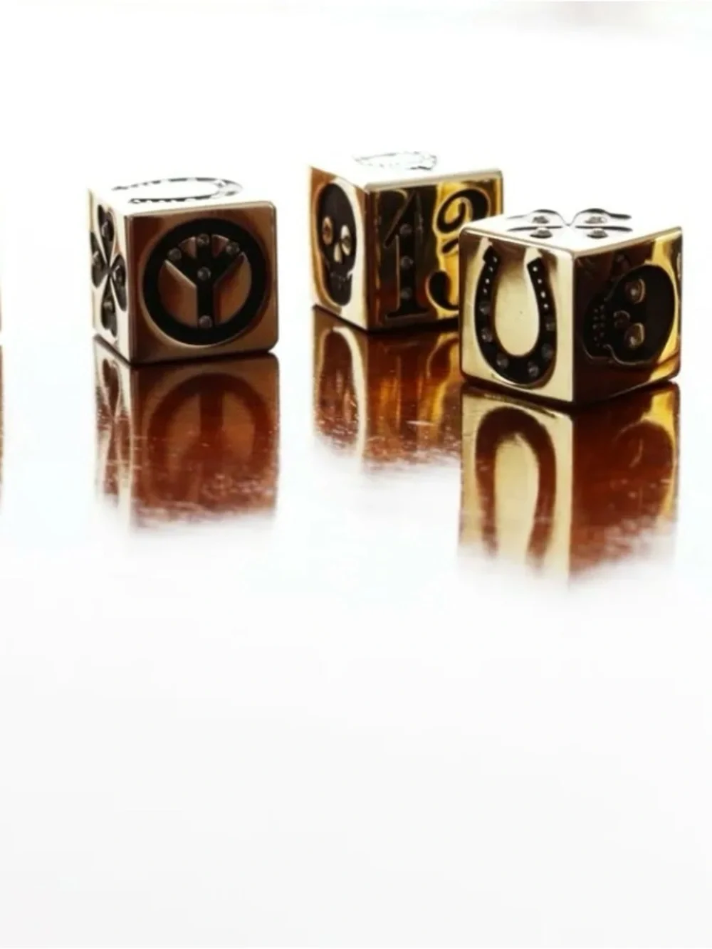 Swarovski & Gold tone Dice Set / brand: D.L. & Co. /Rotten Luck/ Play Or display